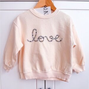Zara BabyGirl Cream Floral “Love” Sweatshirt - 3 years